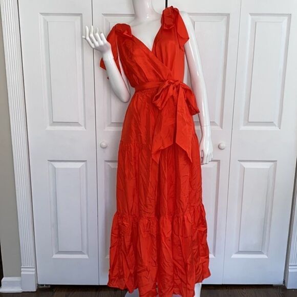 New J.CREW Shoulder-tie silk maxi dress - Picture 1 of 12